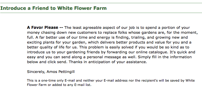 whiteflowerfarm.com gave me a reason to evangelize
