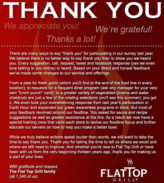 FlatTop Grill Survey Email