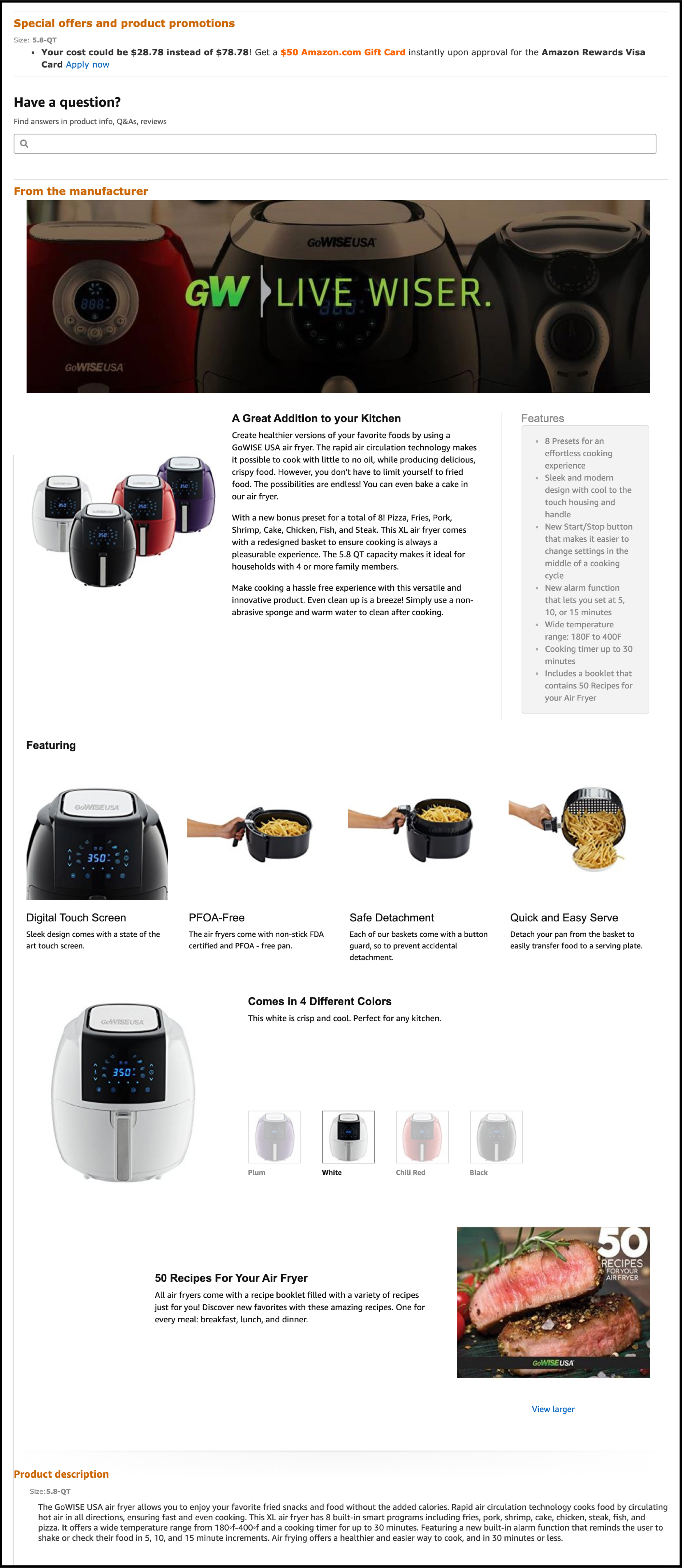 Amazon air fryer. Our idea for improving conversions on this page.
