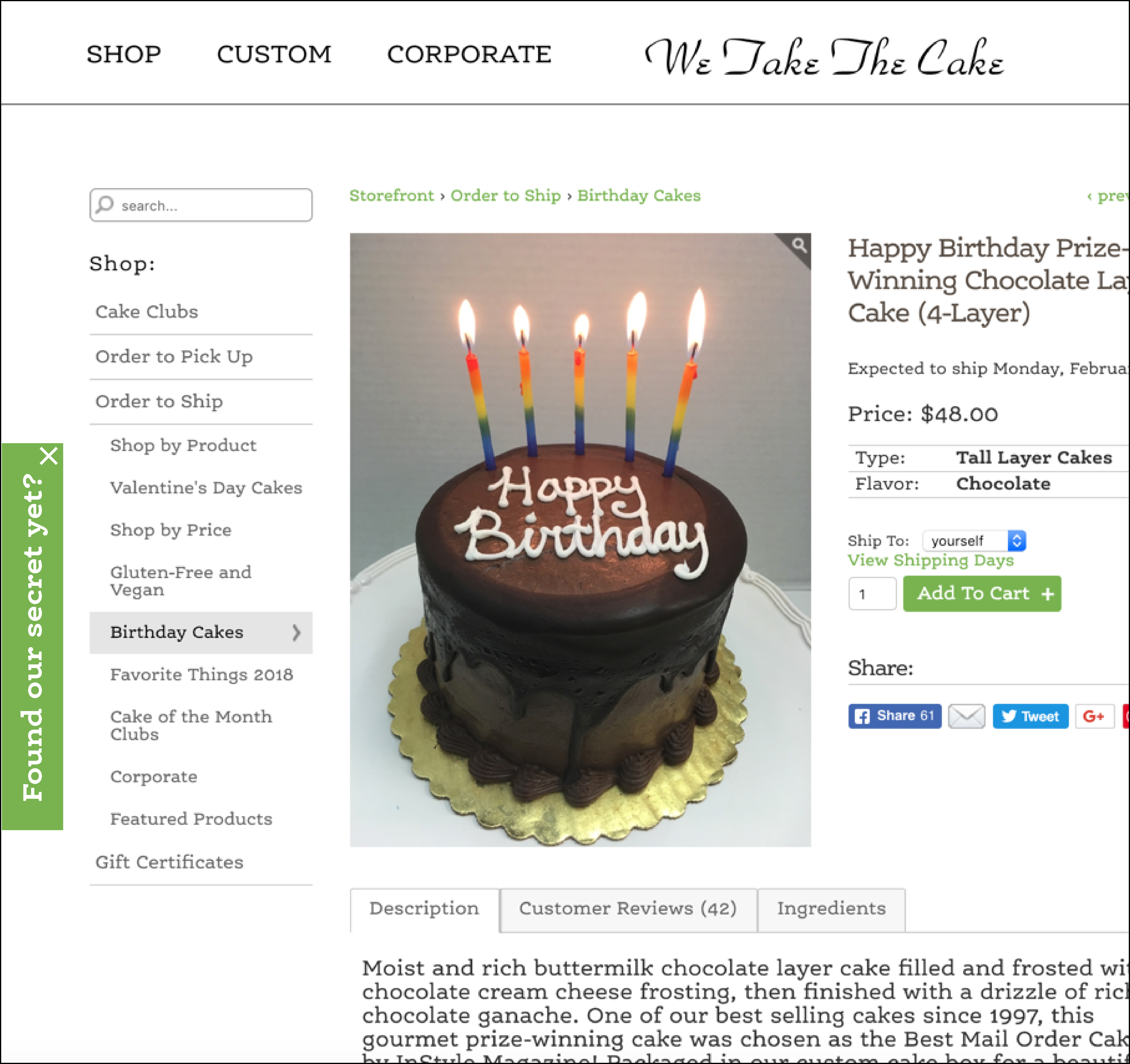 In this example we've added a floating tab to the page.