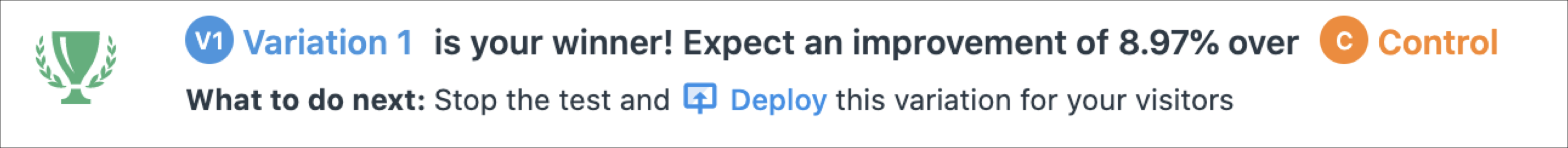 Test results (VWO winner)
