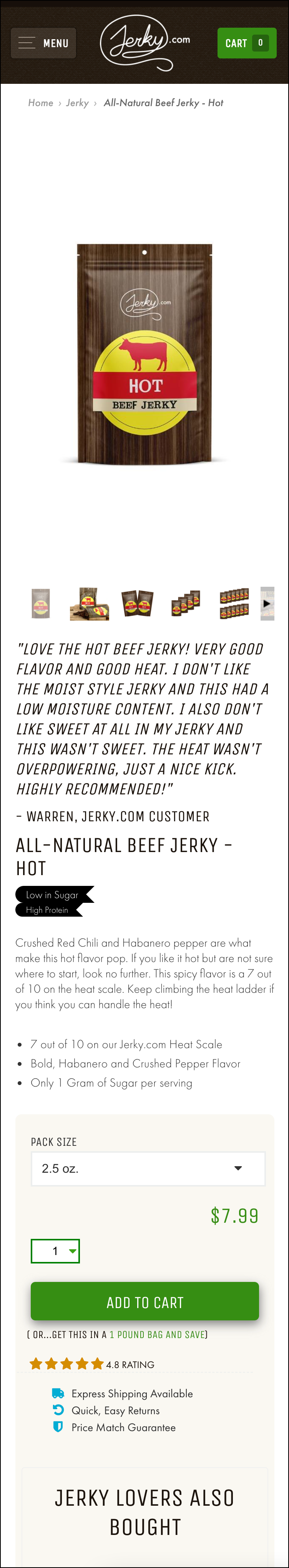 How Jerky.com can used personalized experiences to boost site conversions.