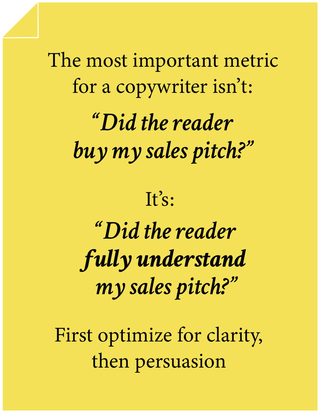 Most Important Metric for Copywriter is sales pitch readability