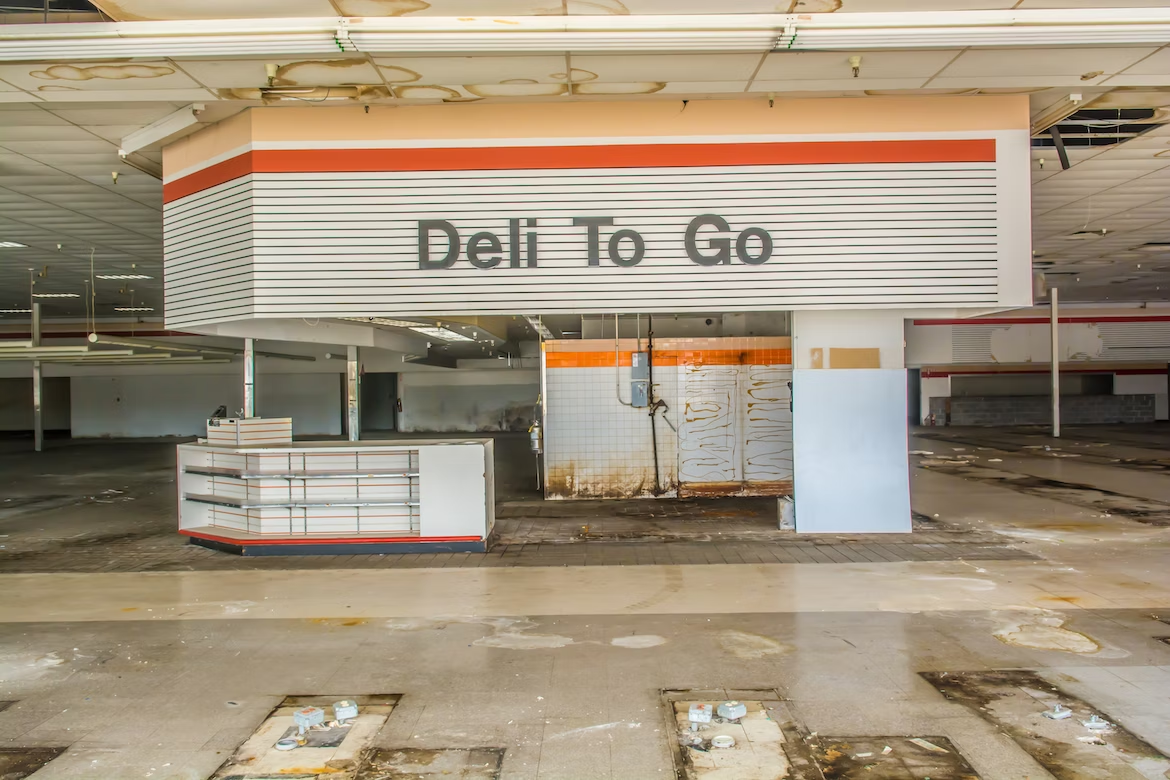 A closed down supermarket.