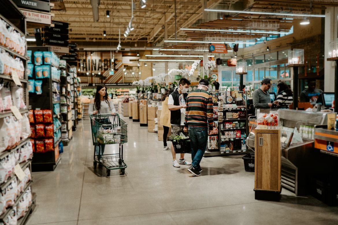 The interior of a Whole Foods.