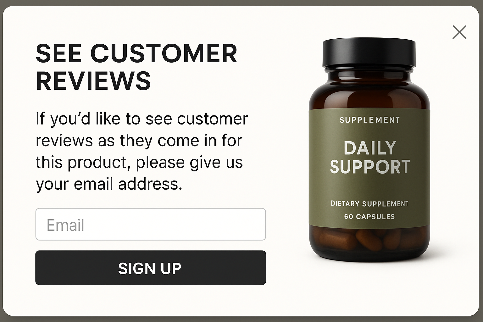 Email signup pop-up conversion idea